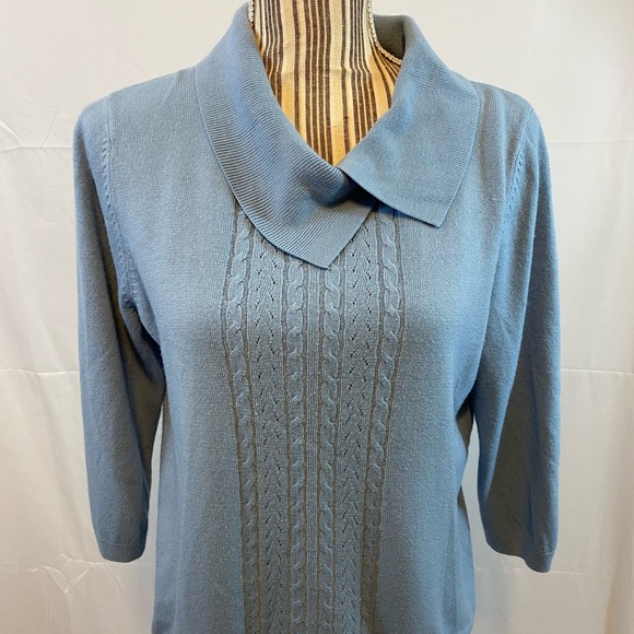Alison Daley short sleeve sweater blue small cozy - Picture 3 of 9